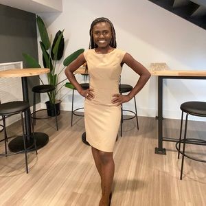 Tan Fitted work dress